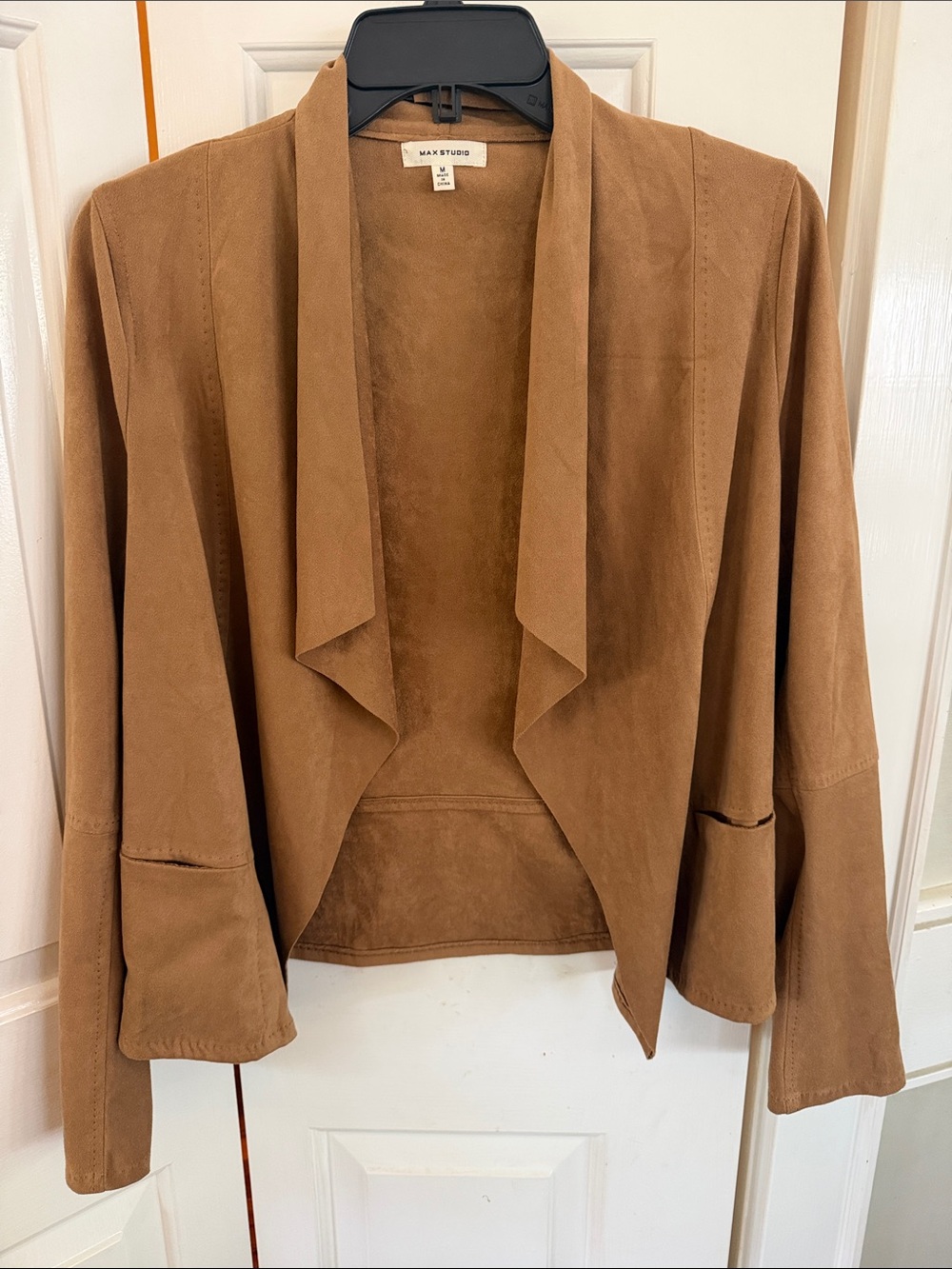 Faux Suede Waterfall Jacket in size Medium.